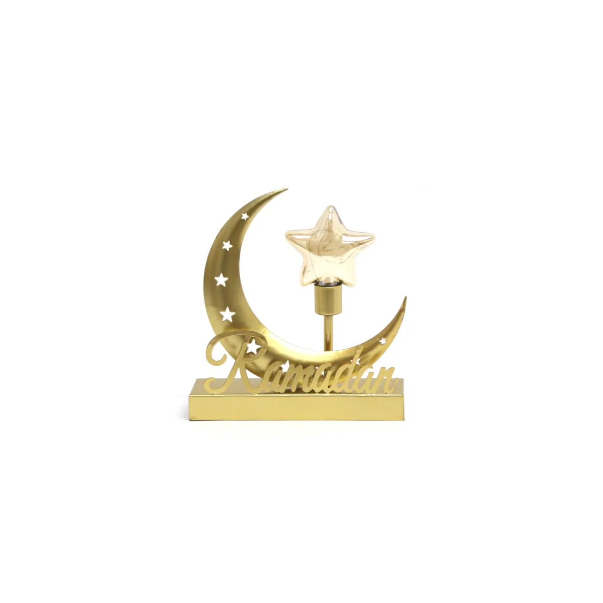 Golden Glow: Star LED Light Moon Ramadan Stand for Majestic Decoratives