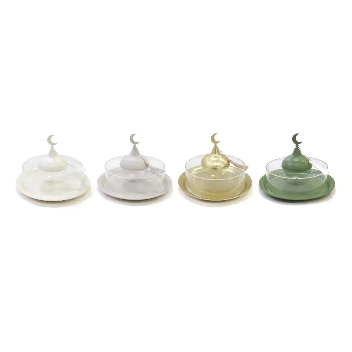 Metal Cake Stand with Plexi Dome Cover & Tassel Lid