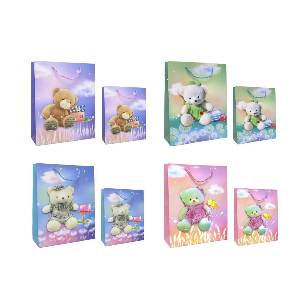 Colored Embossed Bear Carton Bag