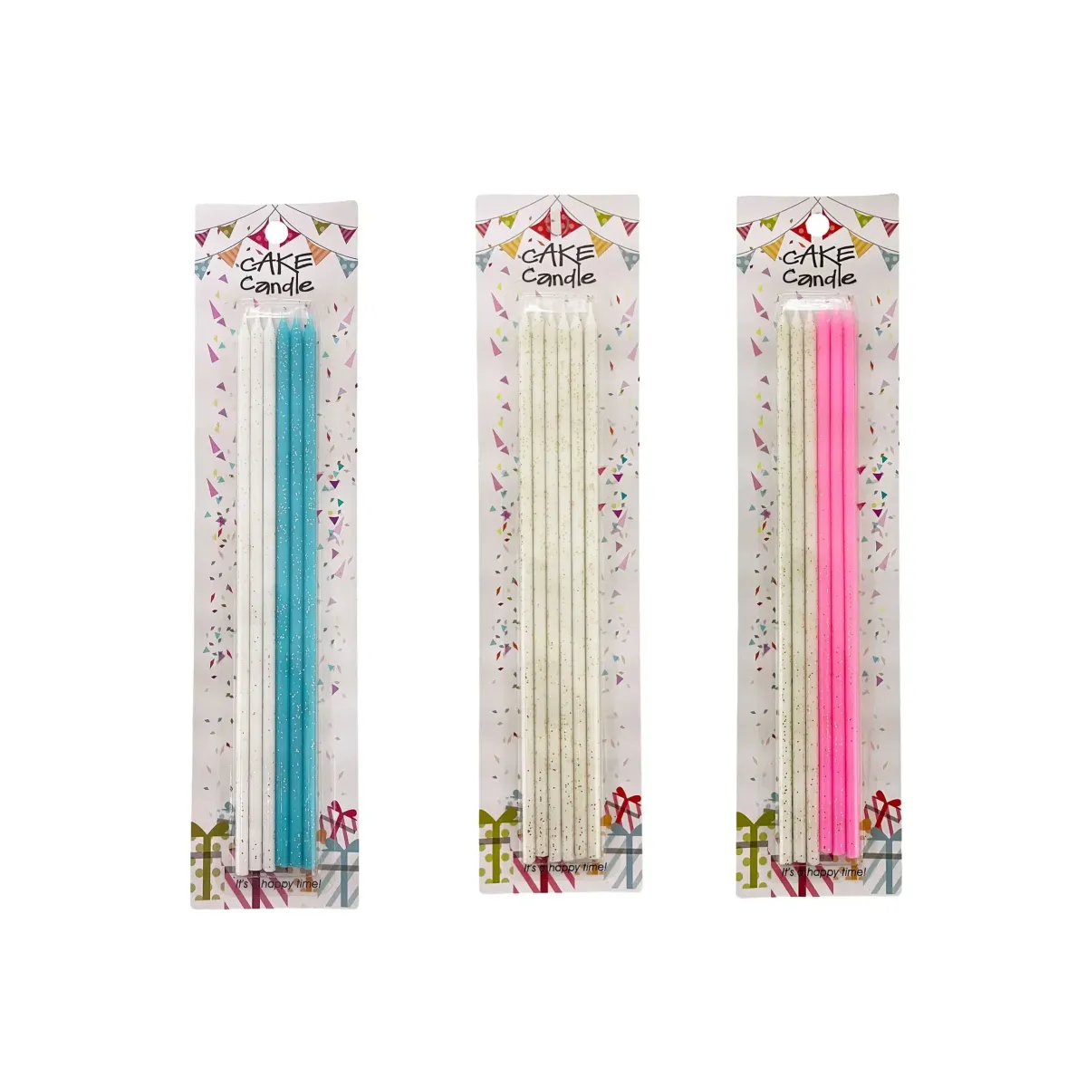 Tall Glittered Metallic Candles – Pack of 6, 25 cm