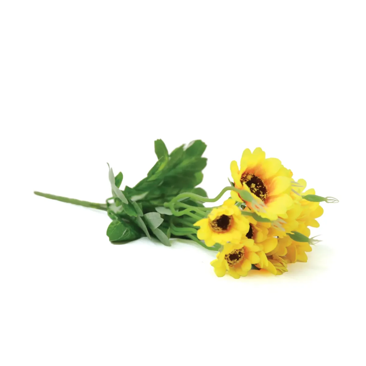 5 Sections Artificial Sunflower Green Leaves Bunch