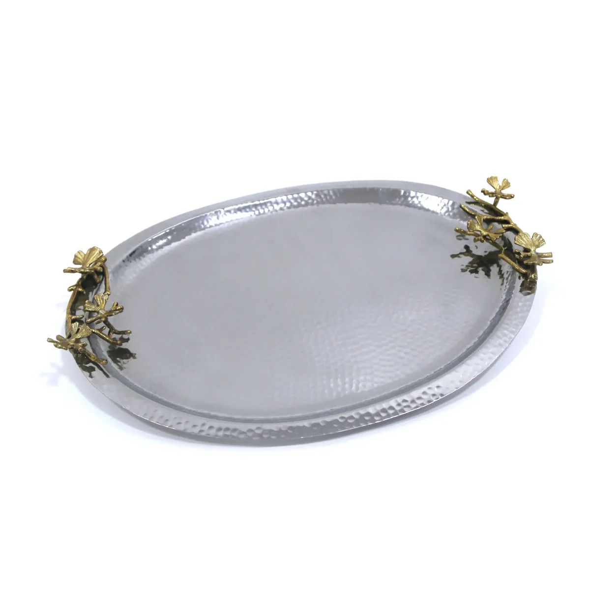 Butterfly Oval Hammered Tray for Elegant Serving