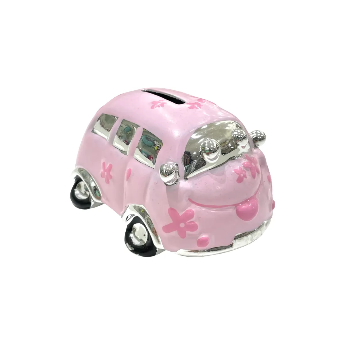 Pink Metal Bus Money Bank