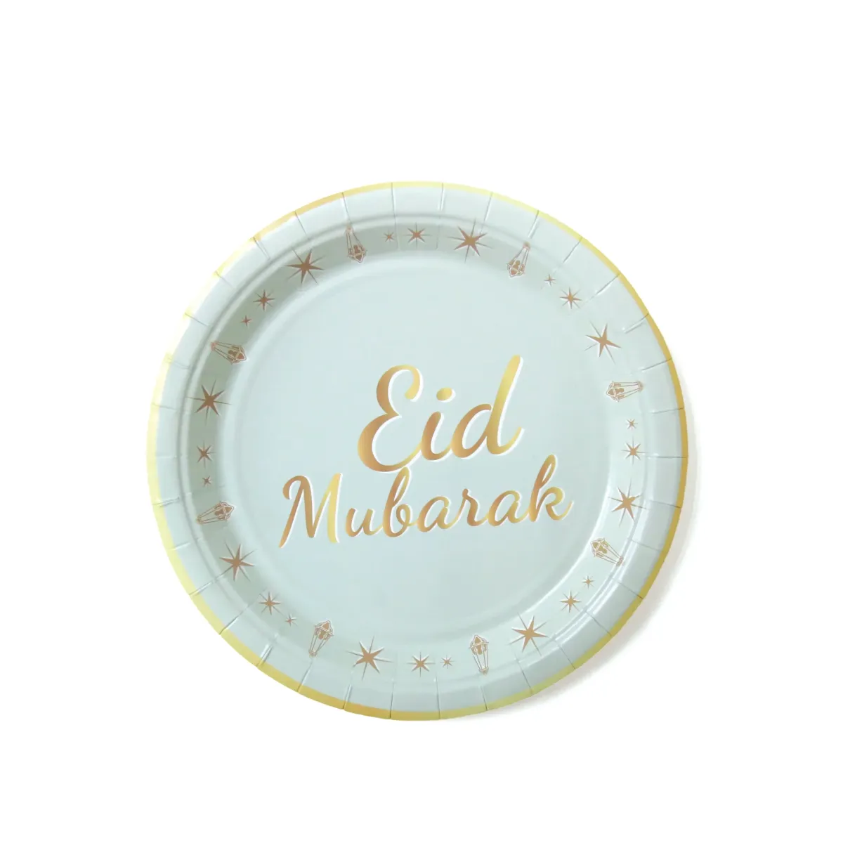Aqua Eid Mubarak Carton Plates – Eid Party Plates
