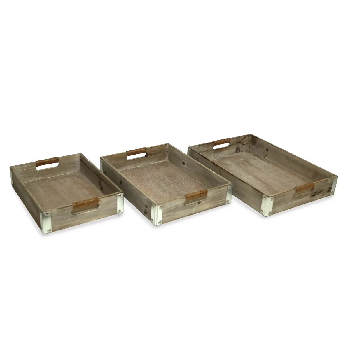Rectangle Wooden Tray With Hole Handles
