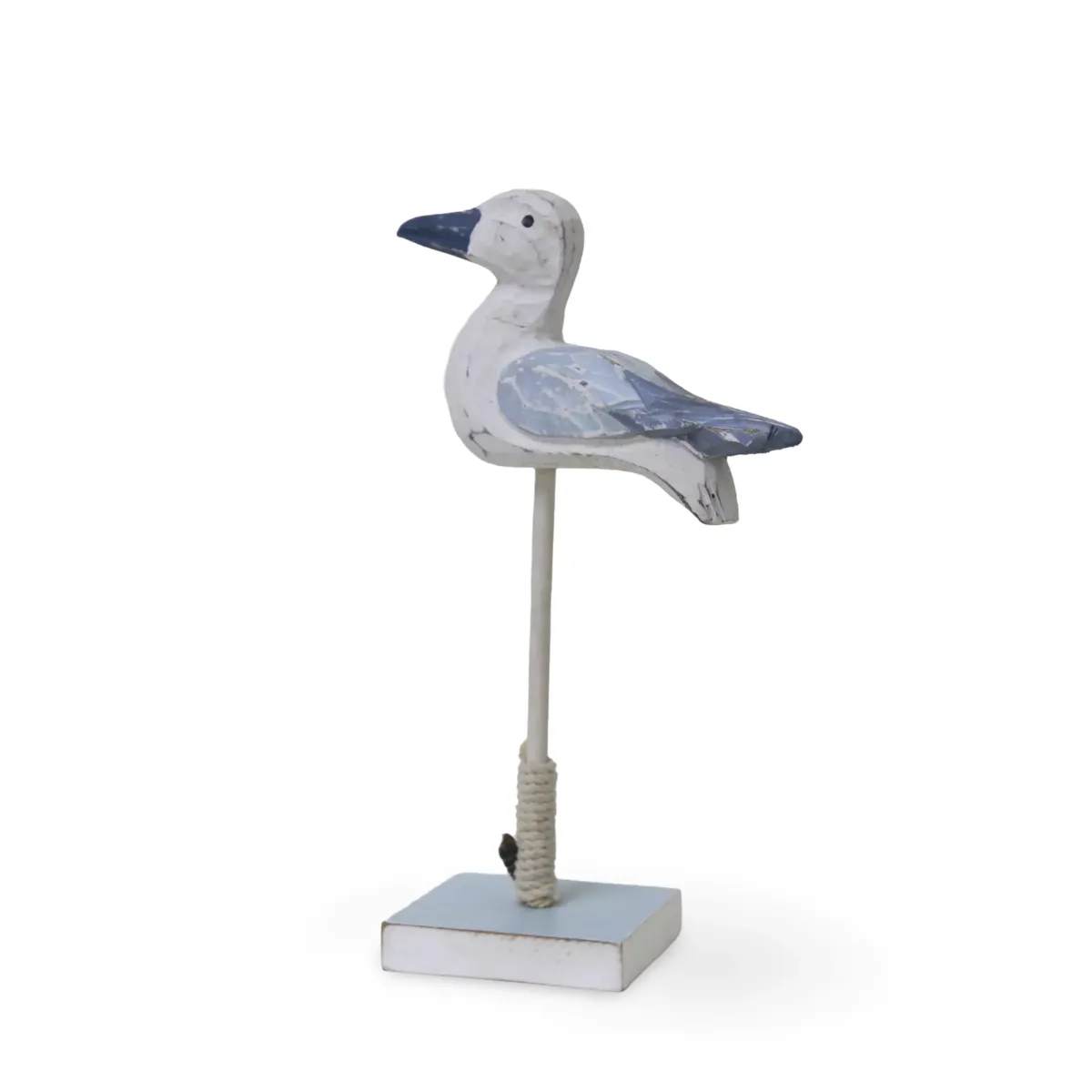 Seagull Bird on Stand – Wooden Coastal Décor Accent