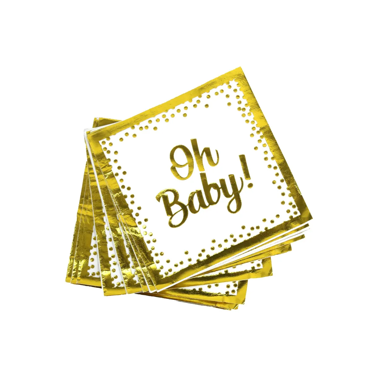 White & Gold “Oh Baby” Napkin – Elegant Baby Celebration Essential