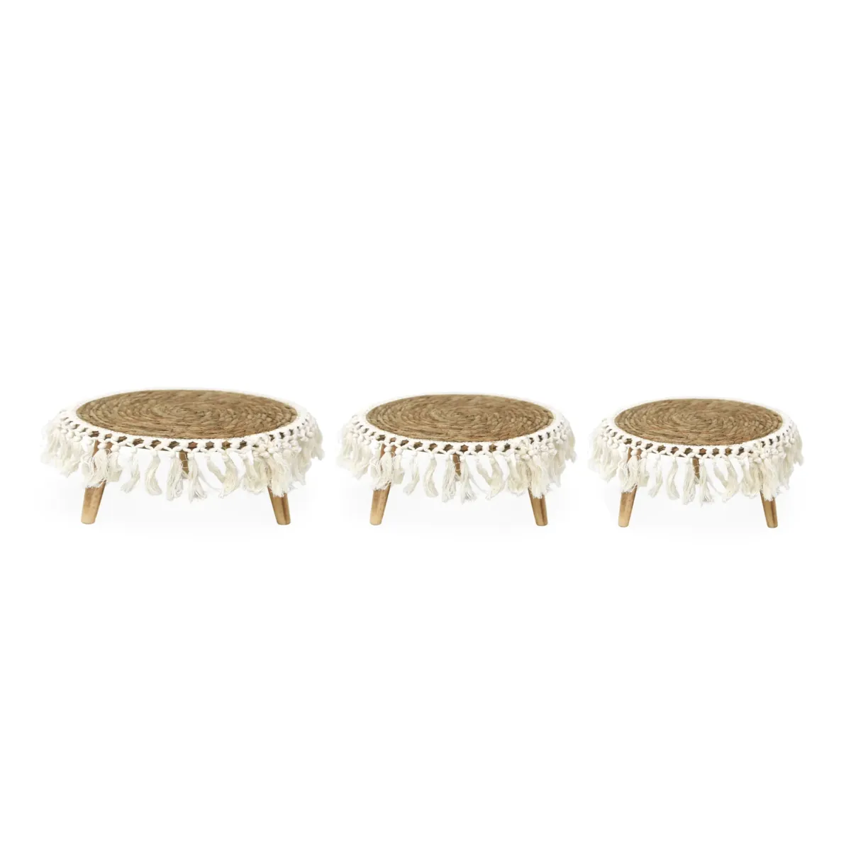 Ivory Tasseled Handmade Sabai Grass Table