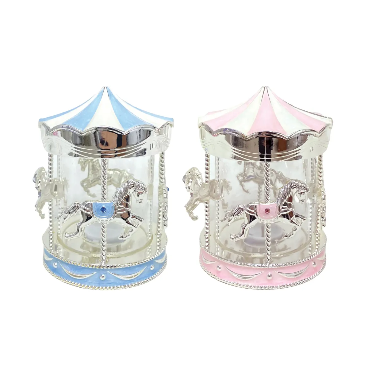 Metal Glass Carousel Money Bank