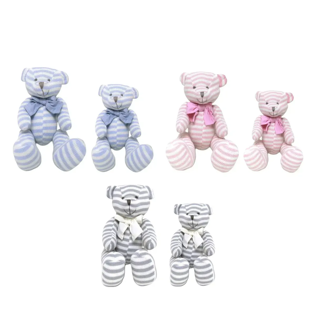 Striped Knit Bear with Bow Tie – Dapper Plush Friend