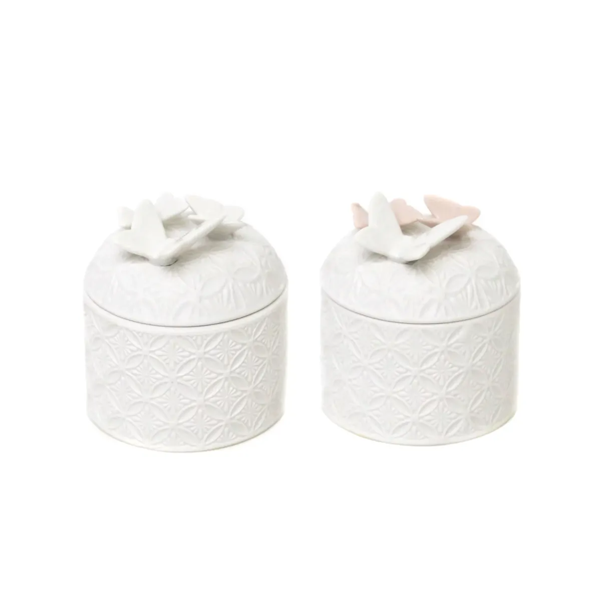 Embossed Candle Decorated Porcelain Jar