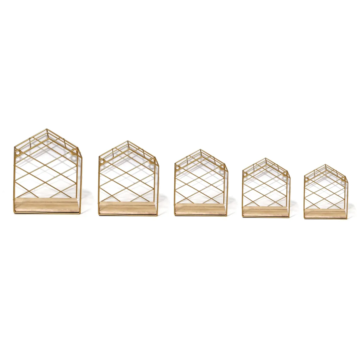 Gold Metal House Frame With Wood Base