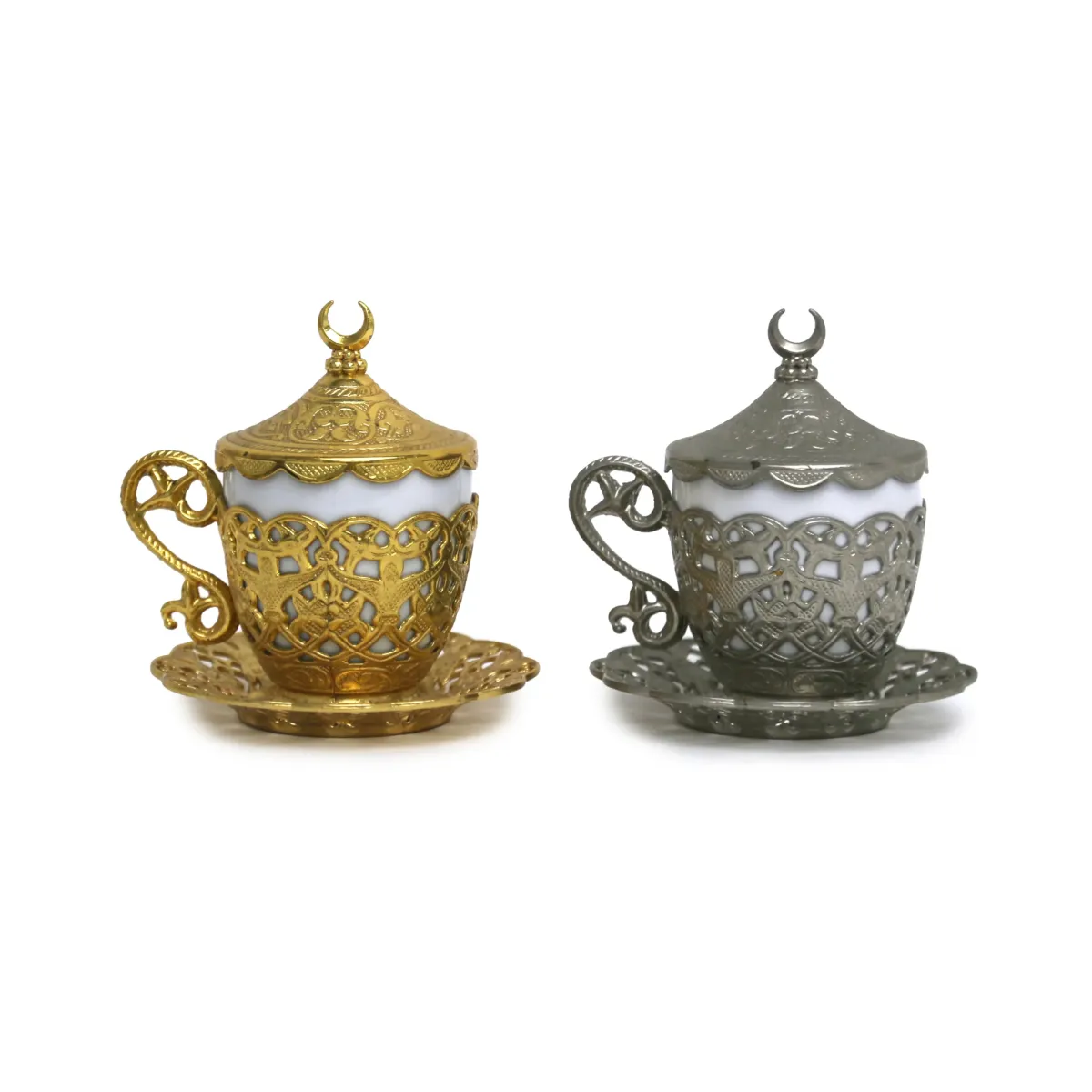 Coffee Cup With Metallic Holder & Saucer