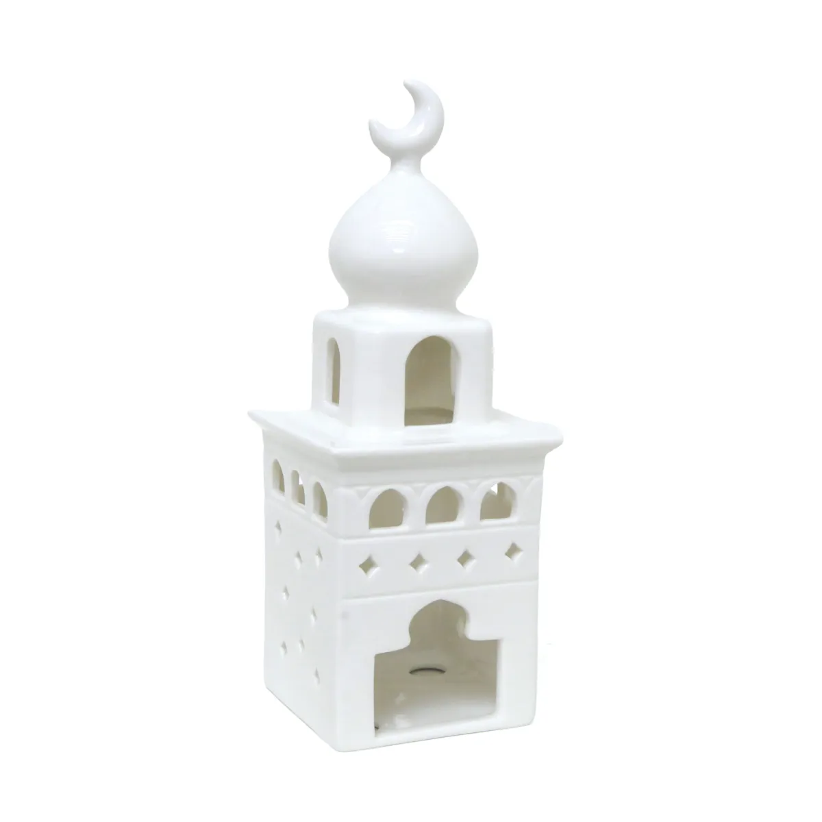 White Mosque Tower Ceramic Decor – Elegant Islamic Piece