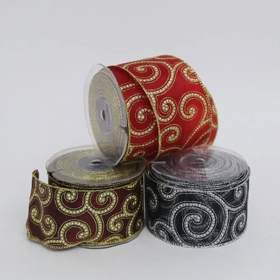 Dotted Swirls Pattern Organza Ribbon