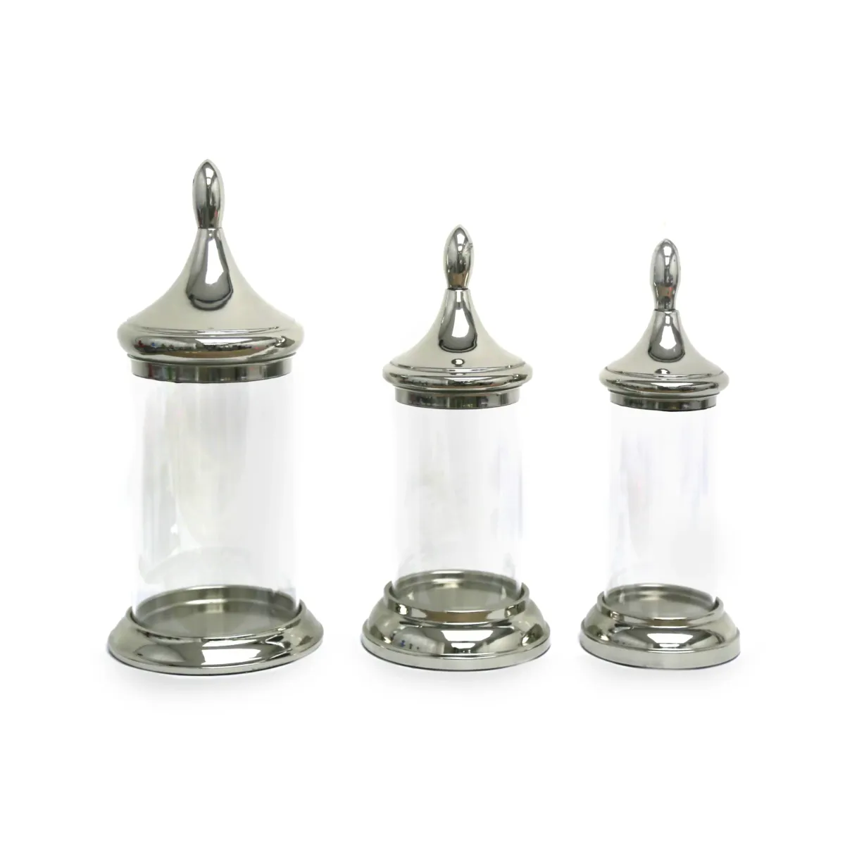 Nickle Plated Base & Cover Cylinder Shape Jar Lantern