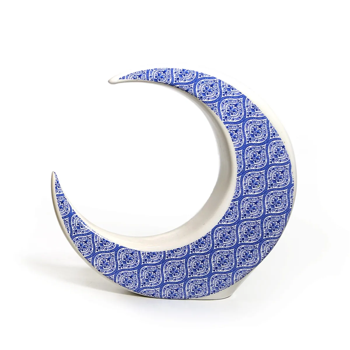 Freestanding Azul Moon Ceramic Decorative – Ramadan Collection | Elegant Crescent Home & Tabletop Accent