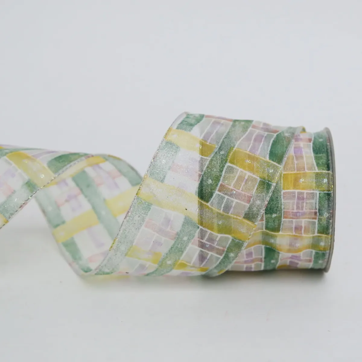 Colored Rectangles Organza Ribbon