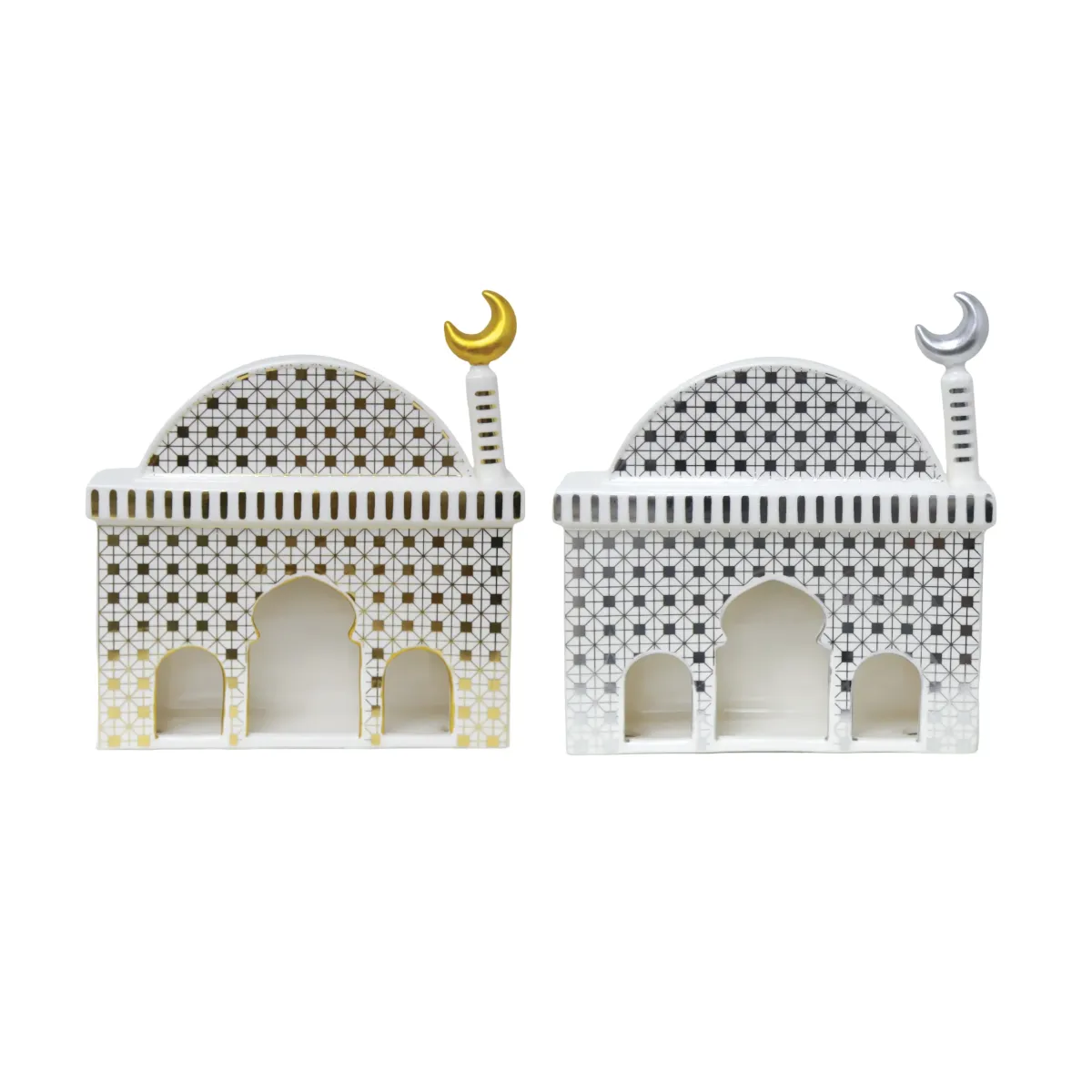 Printed Pattern White 3 Doors Mosque – Islamic Decor