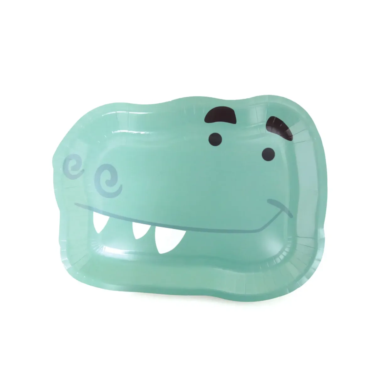 Teal Dinosaur Face Carton Plates – Kids Party Plates