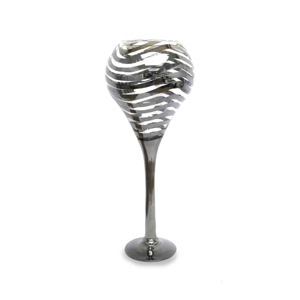Striped Faded Tall Globe Glass Cup