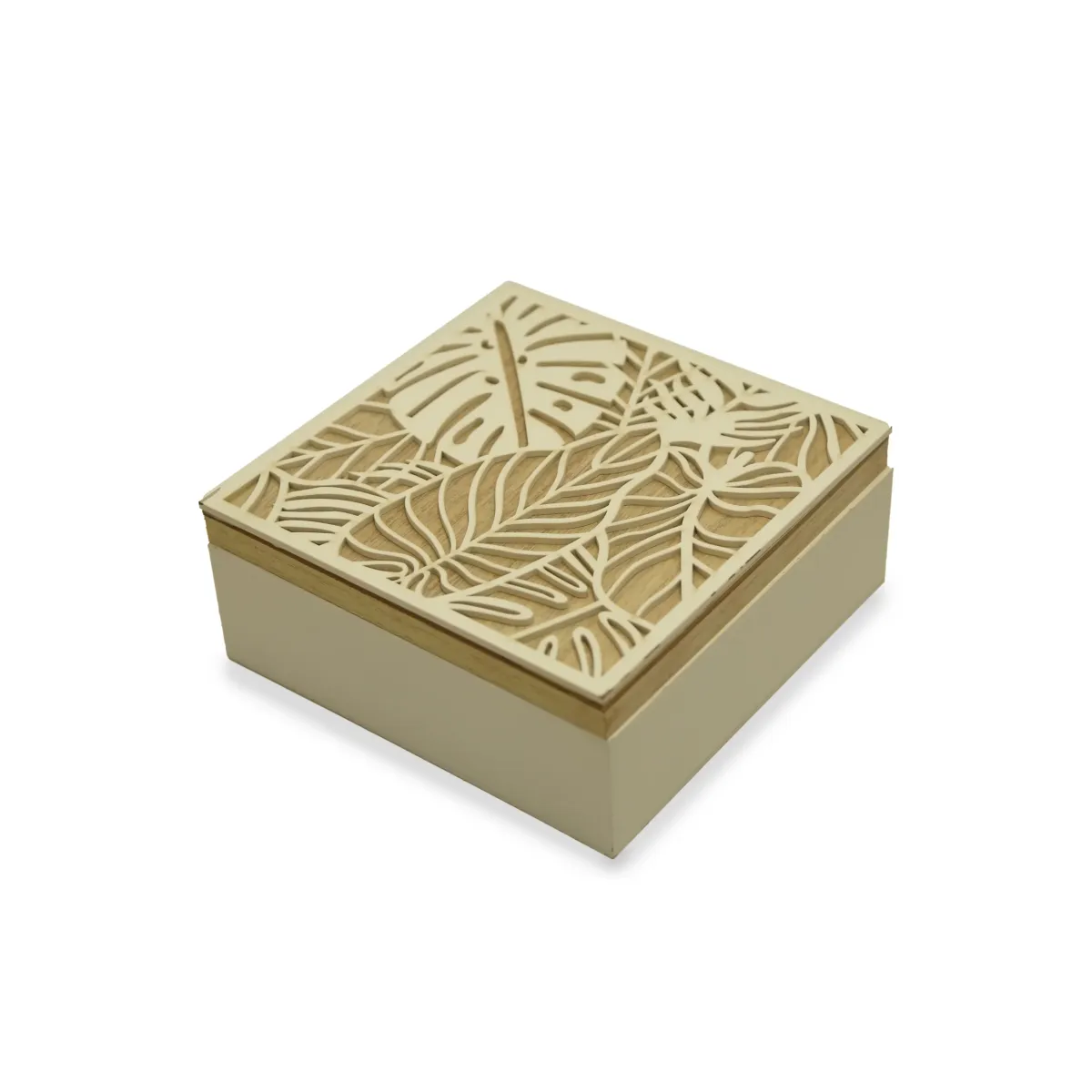 Leaves Design Square Wooden Box