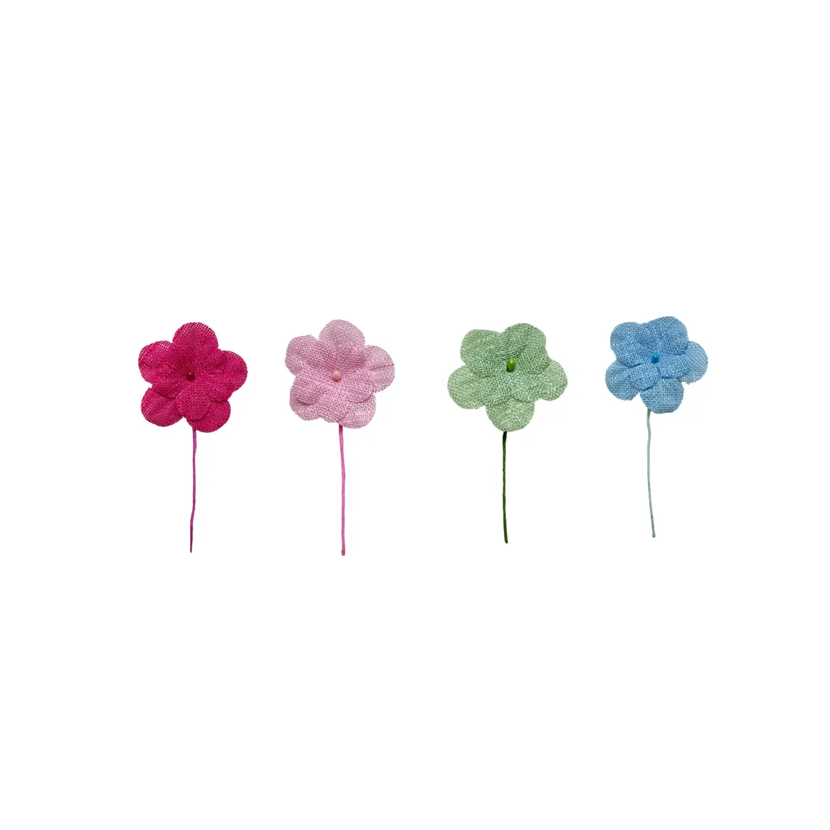 Mid Pearl Jute Flower Motifs – 50 pcs Assorted Colors