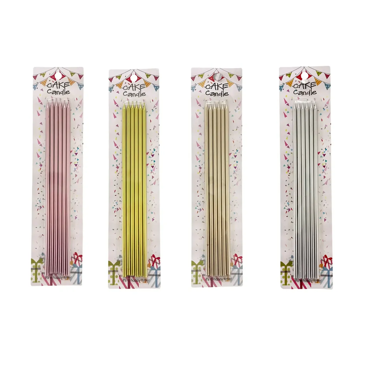 Metallic Tall Candles – Pack of 6, 25 cm
