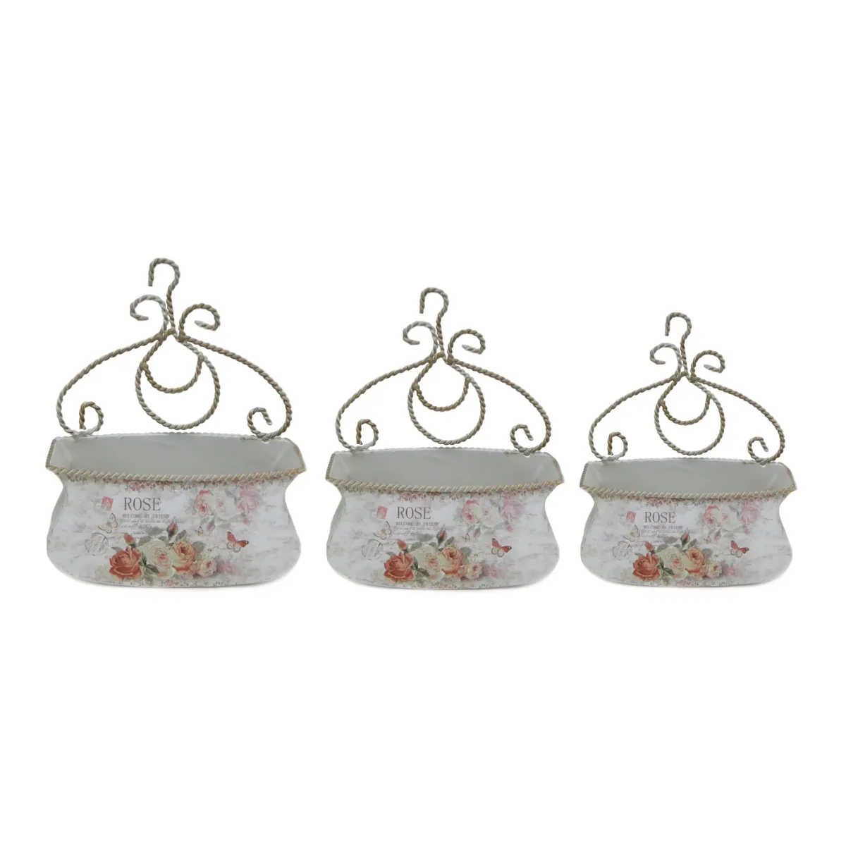 White Hanging Countryside Plant Pot
