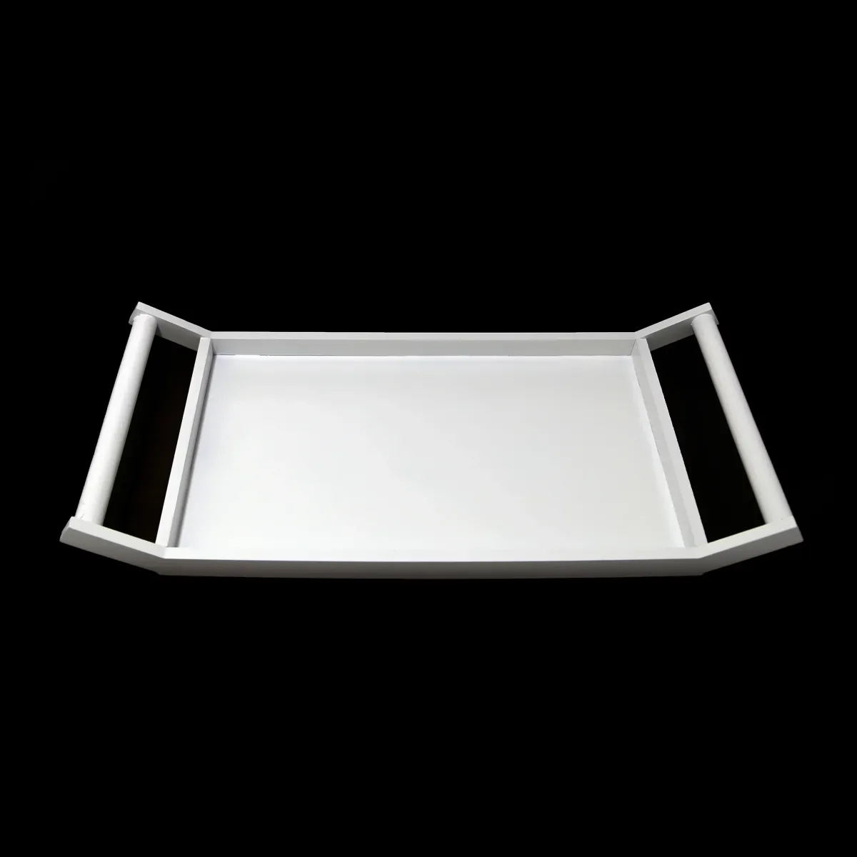 Rectangle Wooden Tray With 2 Cylinder Handles