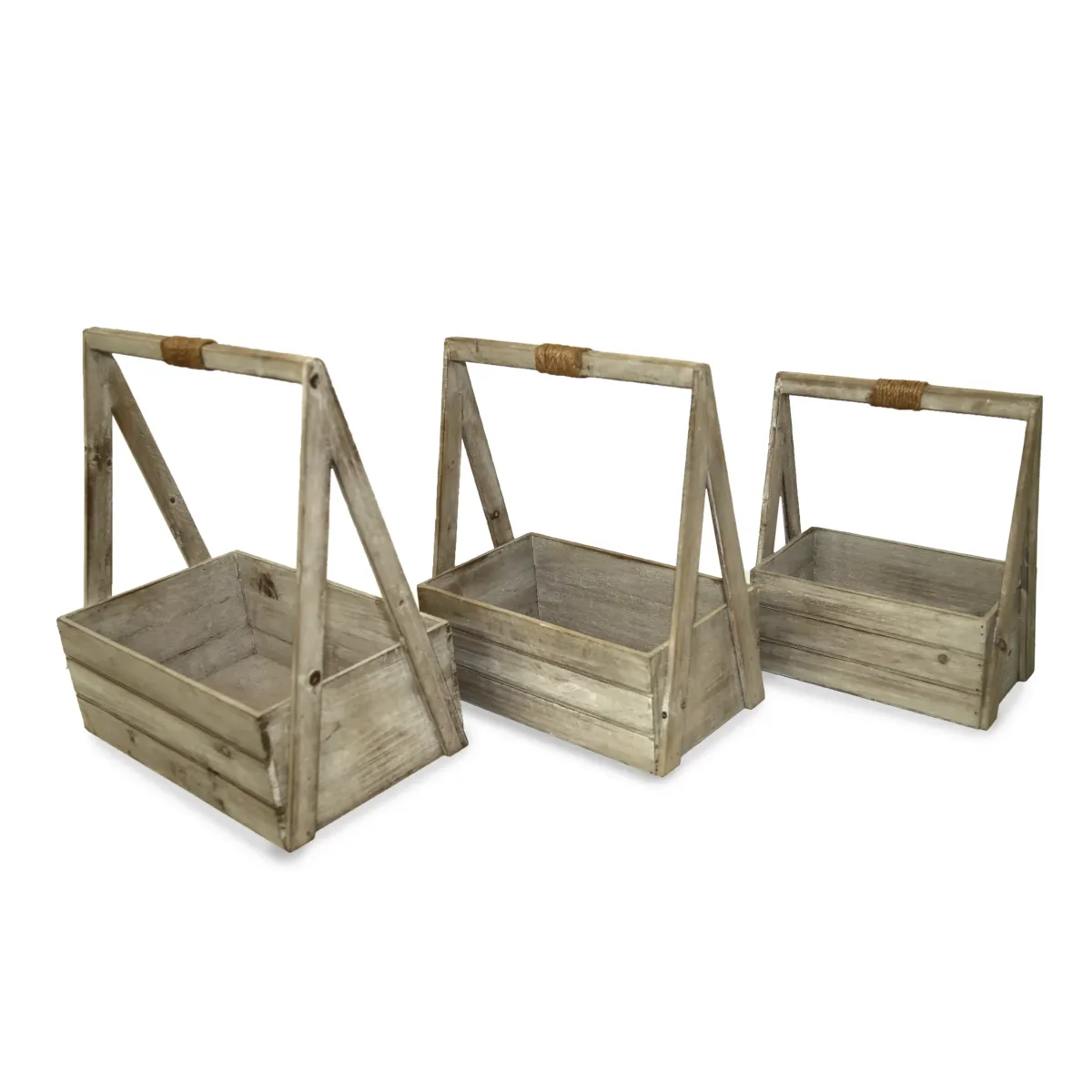 Rectangle Wooden Planter With Upper Handles