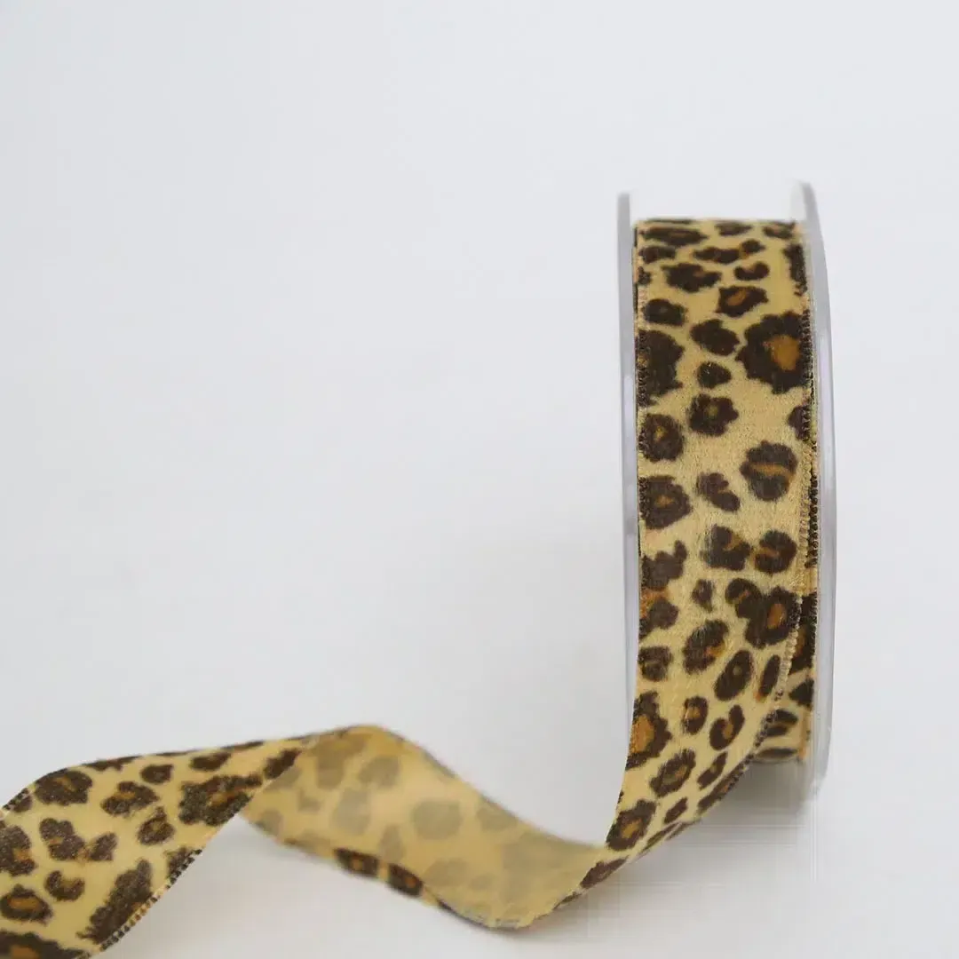 Brown Leopard Velvet Ribbon