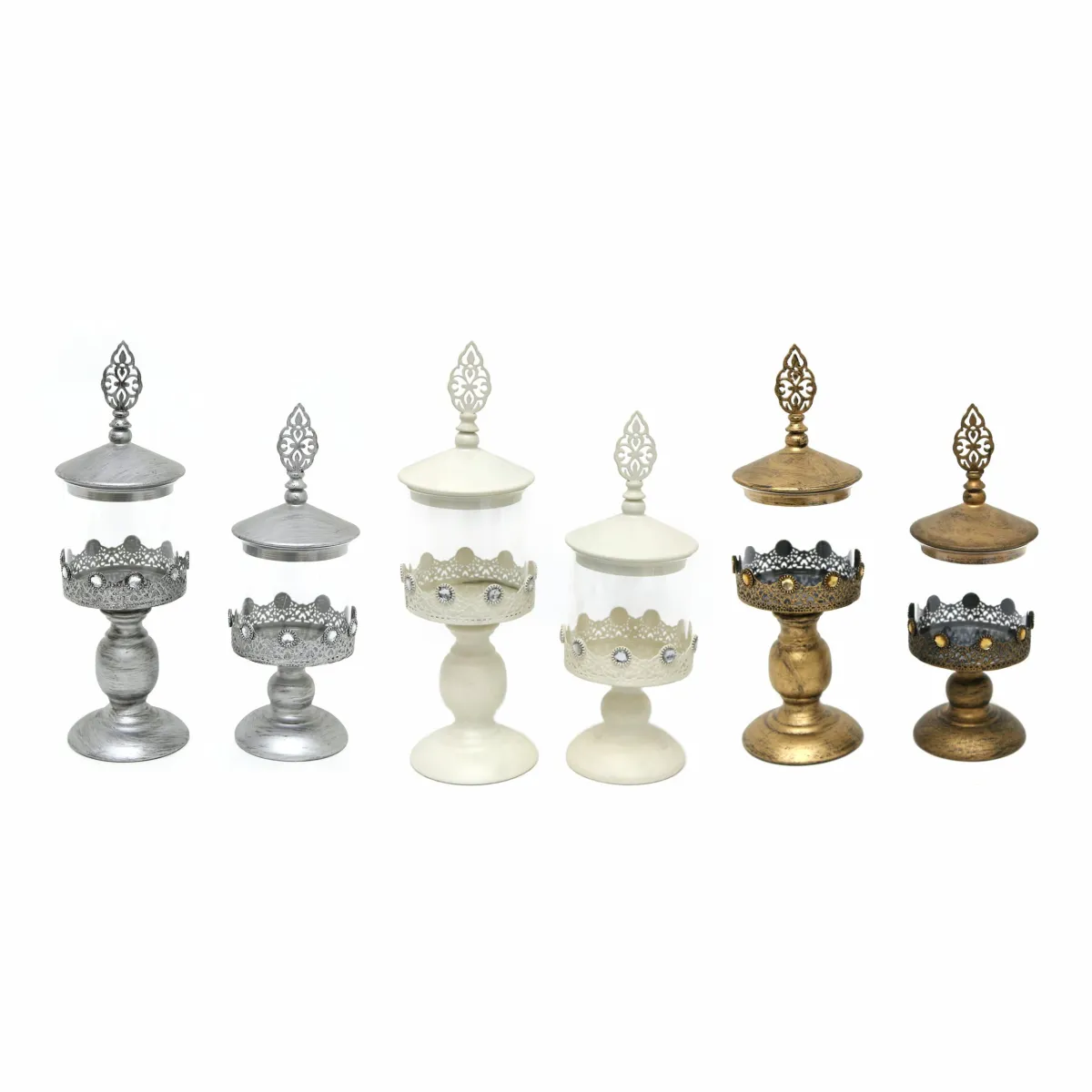 Regal Ramadan Beaded Glass/Metal Candy Box on Pedestal