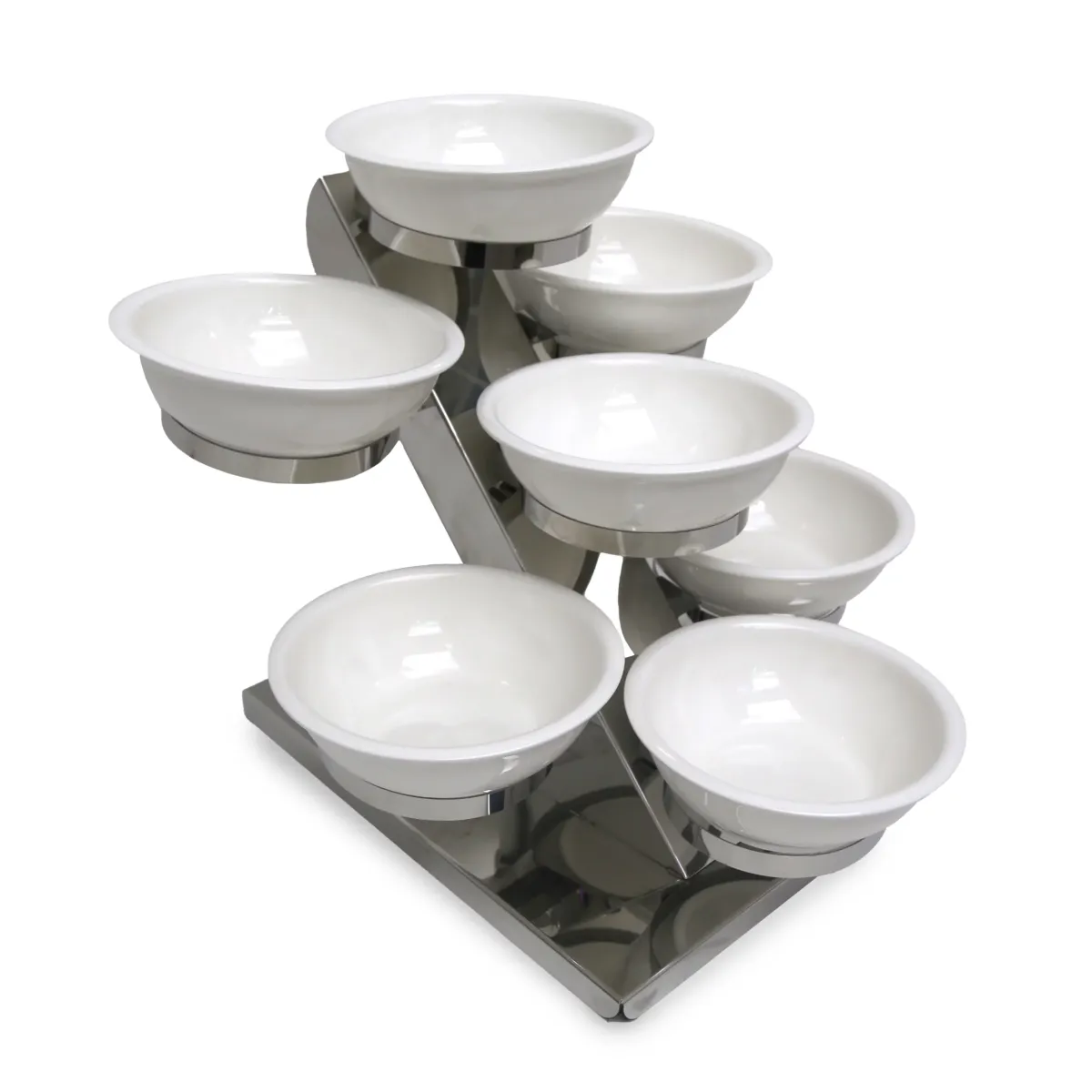 Banquet Stainless Steel Display Stand W/Seven Ceramic Bowls