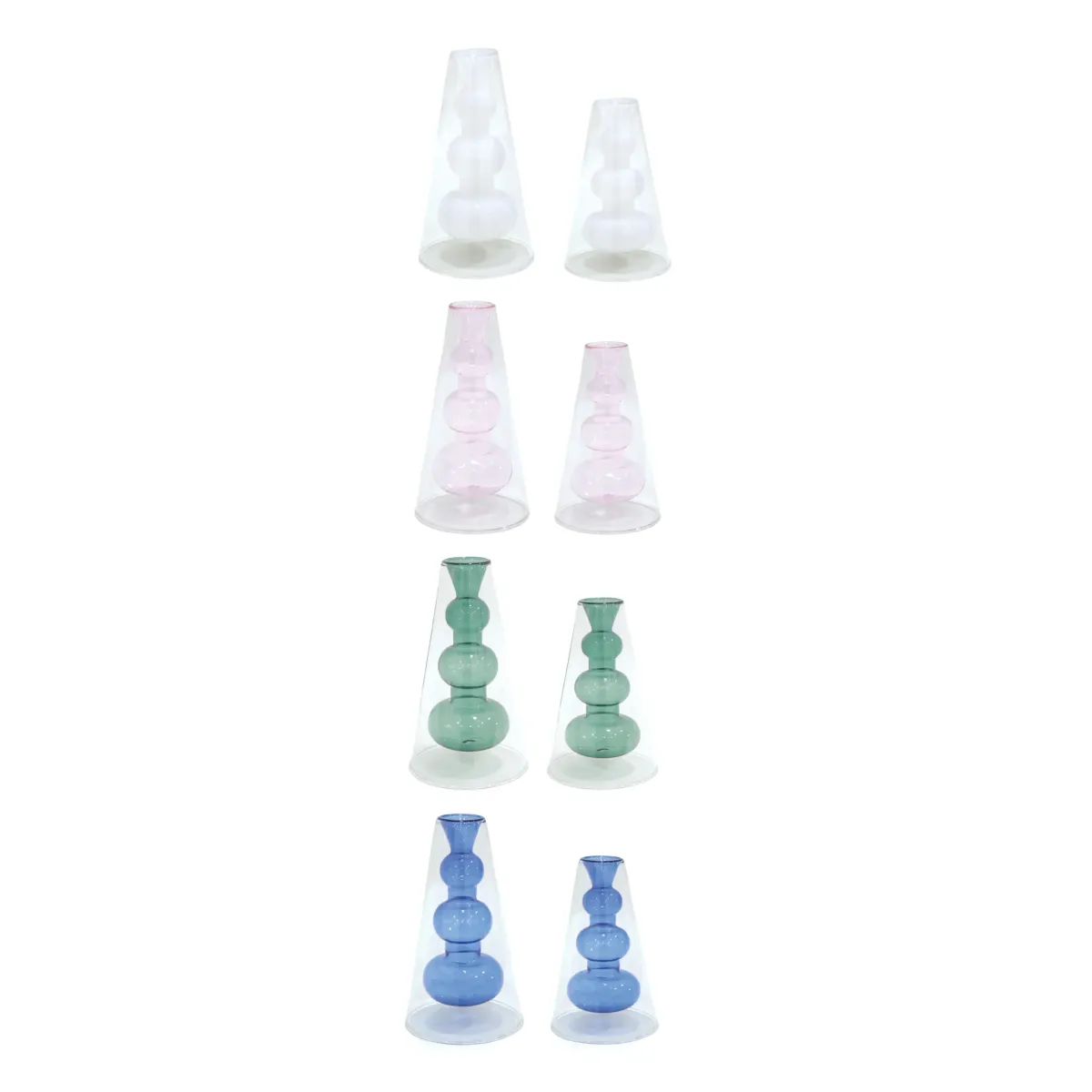 Pebble Cone Glass Vase – Transparent Decorative Vase