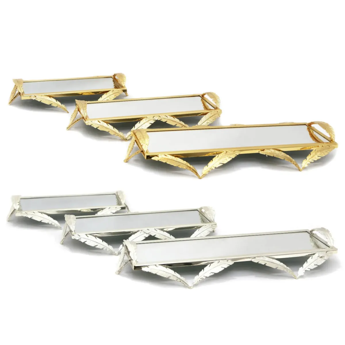 Rectangular Pelican Feather Mirror Tray