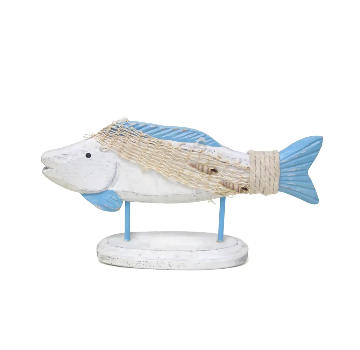 Wooden Fish on Stand – Coastal Table Decor