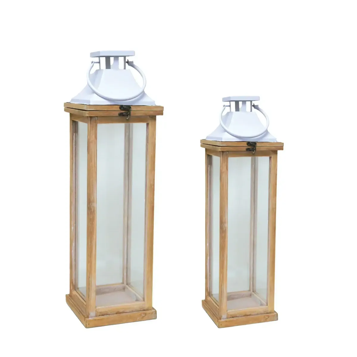 Natural White Wooden Lantern with White Metal Top – Elegant Ramadan Decoratives