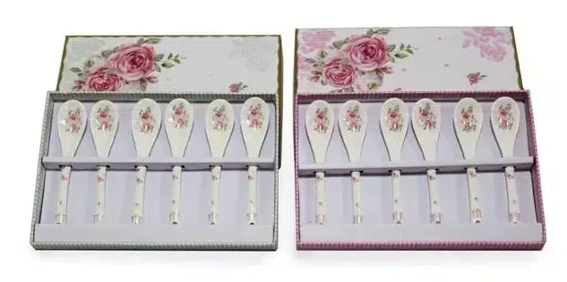 Striped Flower Spoons – Charming Porcelain Tea Set Cutlery
