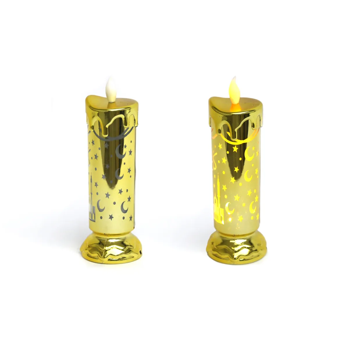 Gold Candle Shape Light Lantern – Elegant Ramadan and Festive Decorative for Home and Celebrations