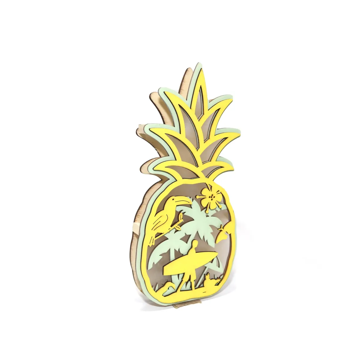 3D Pineapple Wooden Led Decoration
