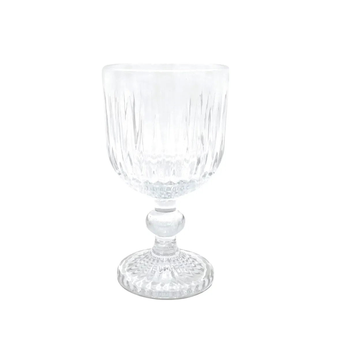 Clear Ribbed Pattern Wine Glass With Leg