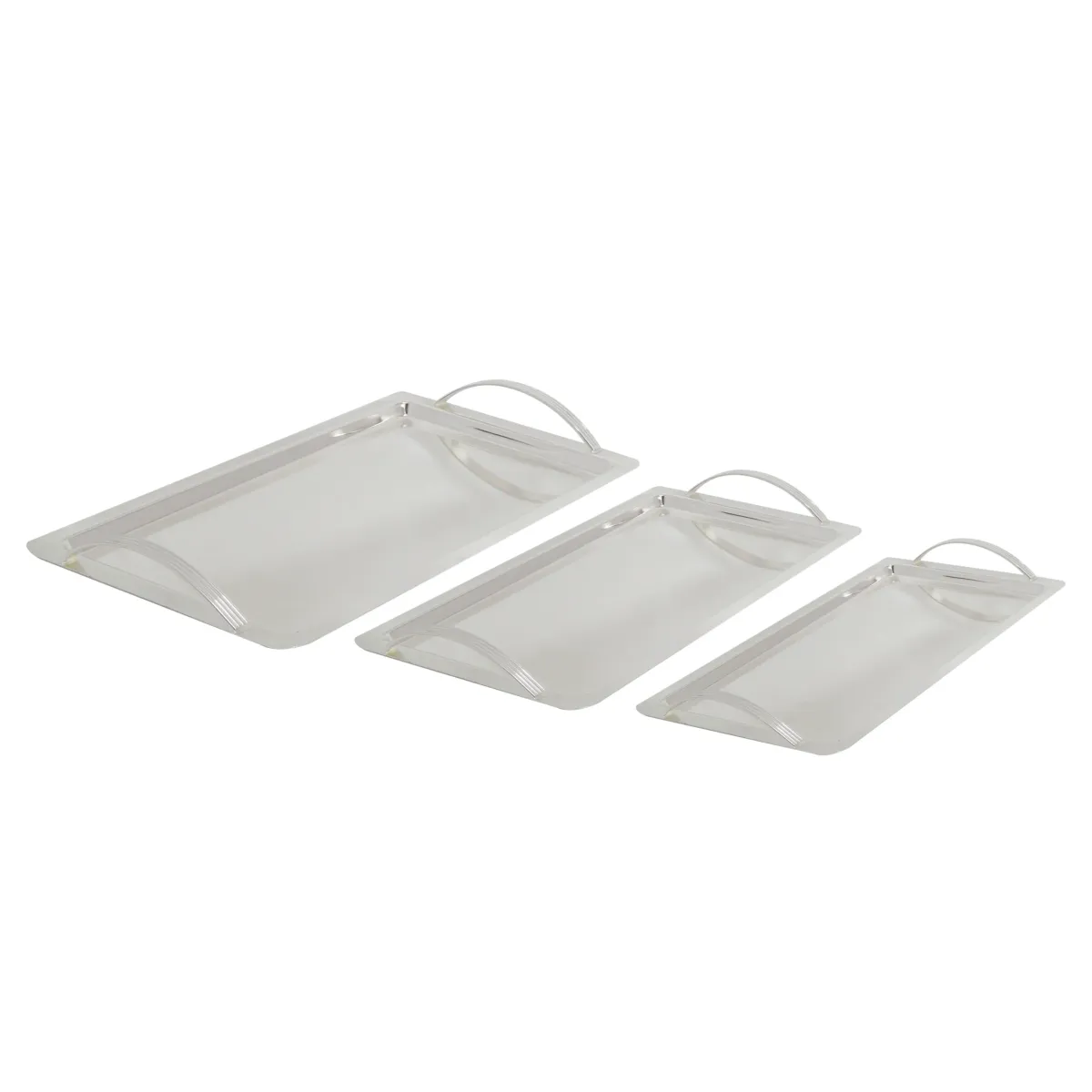 Silver Plated Rectangle Tray With Arc Handles Set