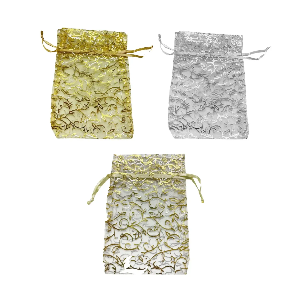 Swirl Flower Designed Organza Bag