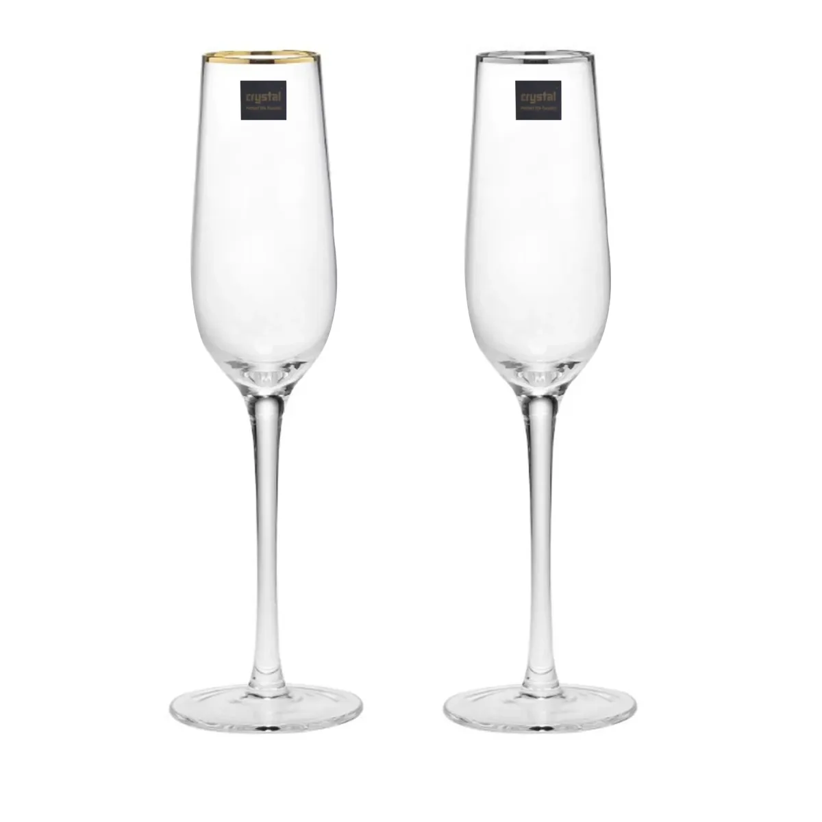 Long Thin Rimmed Crystal Cups Set of 6 – Elegant Glass Cups
