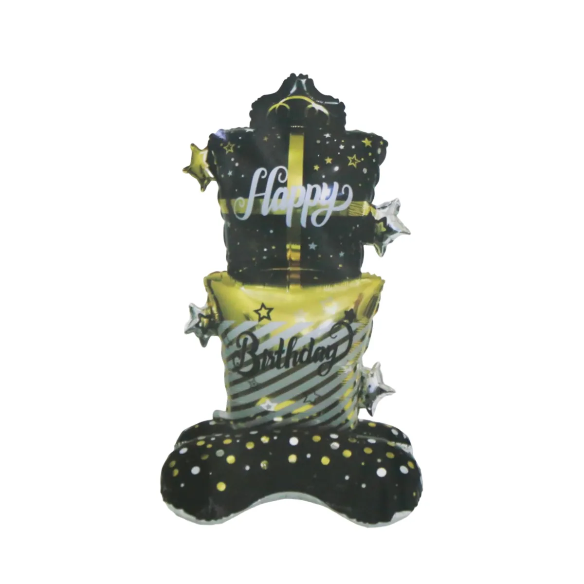 4D Black Gold Birthday Gift Foil Balloon Decor