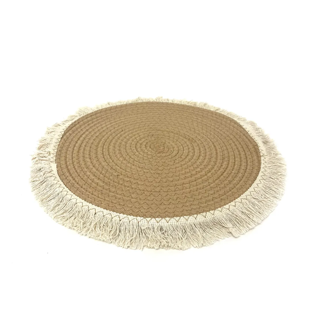 Ivory Cotton Tasseled Round Macrame – Bohemian Charm for Your Home!