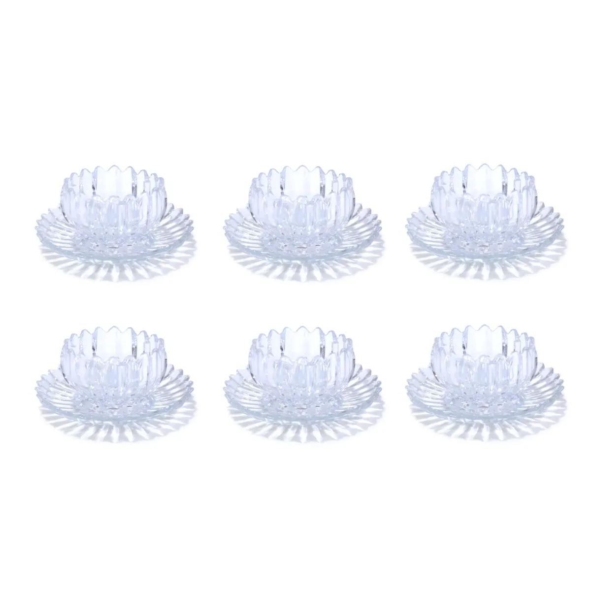 Clear Glass Set Bowls W/Plates