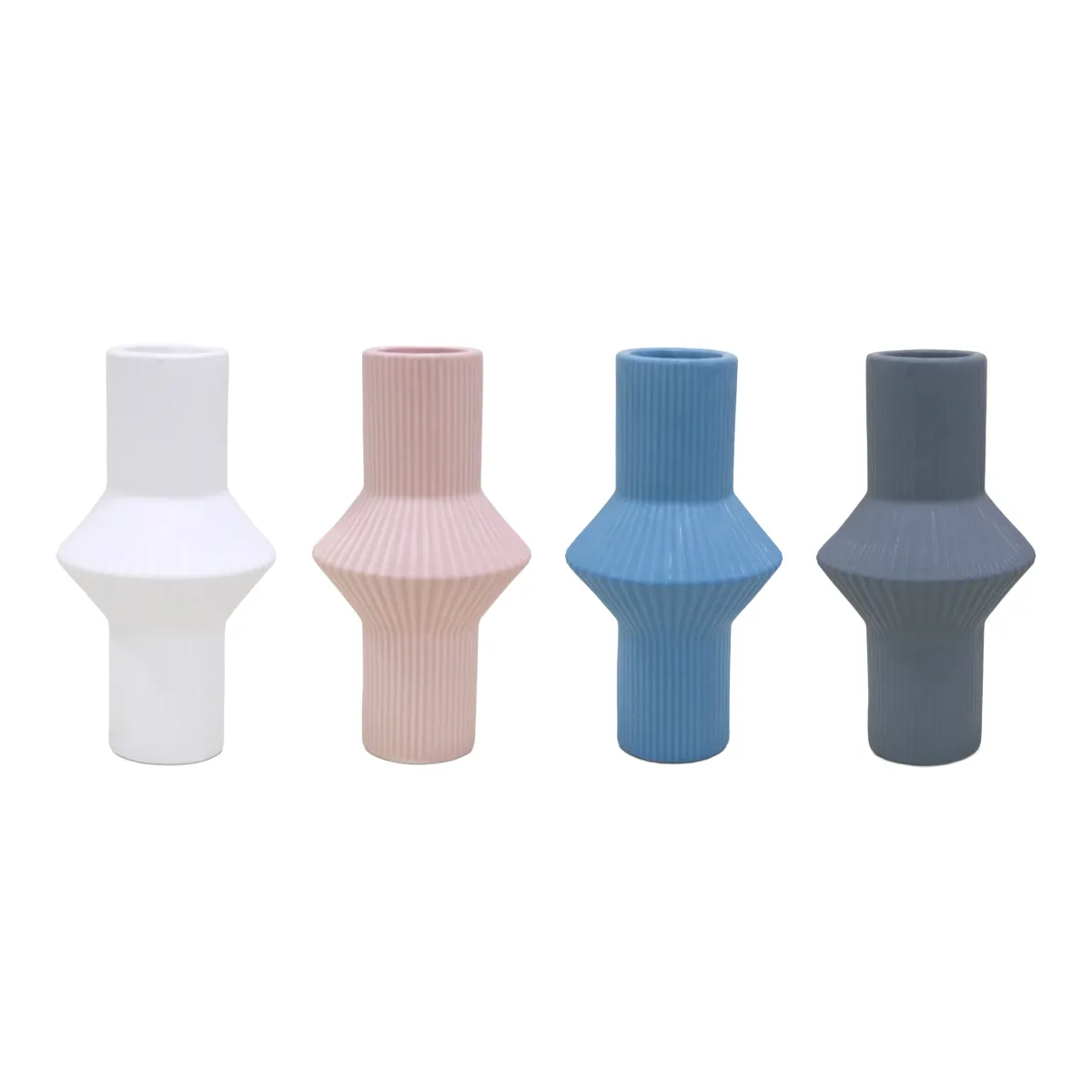 Ascending Ring Ribbed Porcelain Vase – 11.5 cm Ø × 21.5 cm H