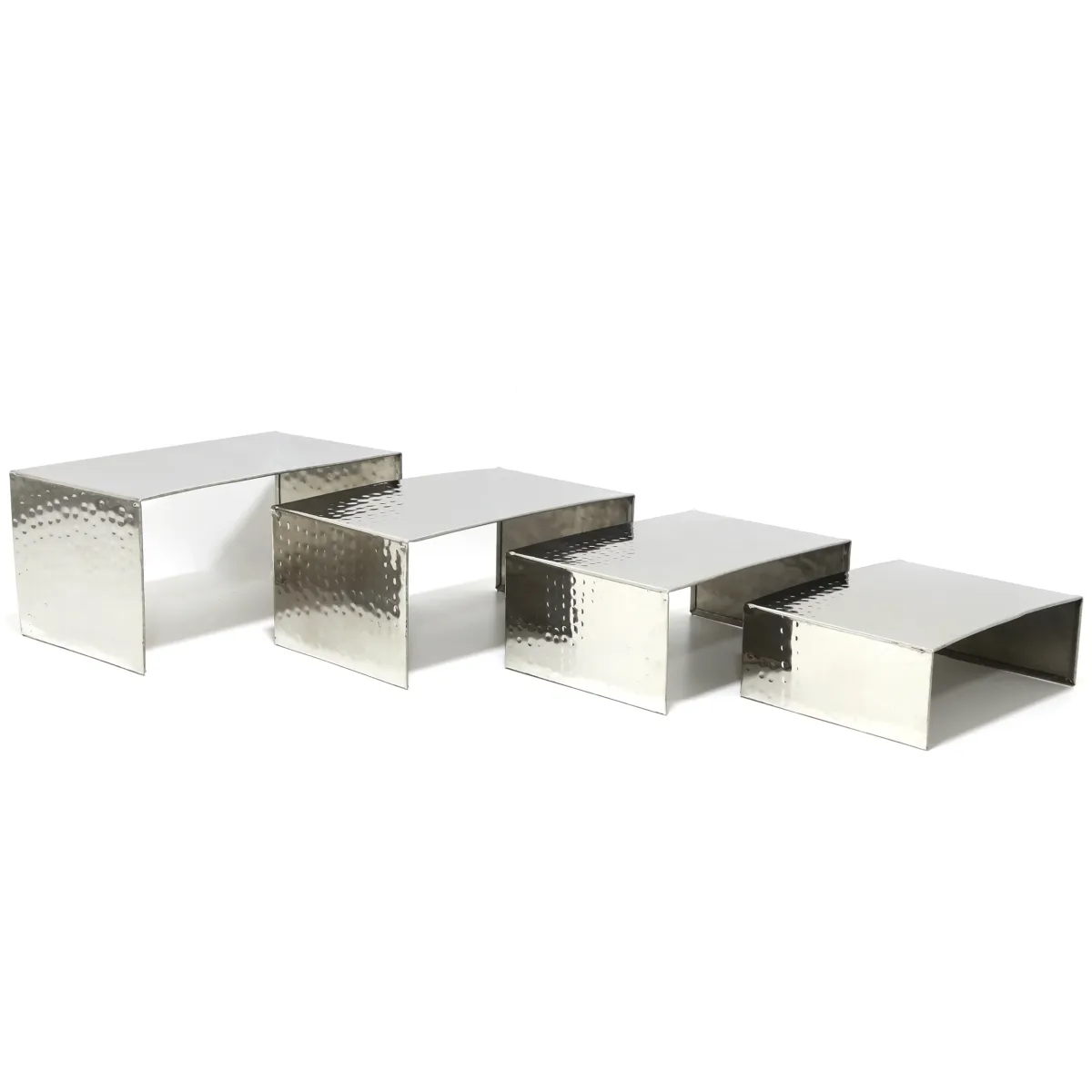 Silver Rectangle Hammered Riser Display Stand